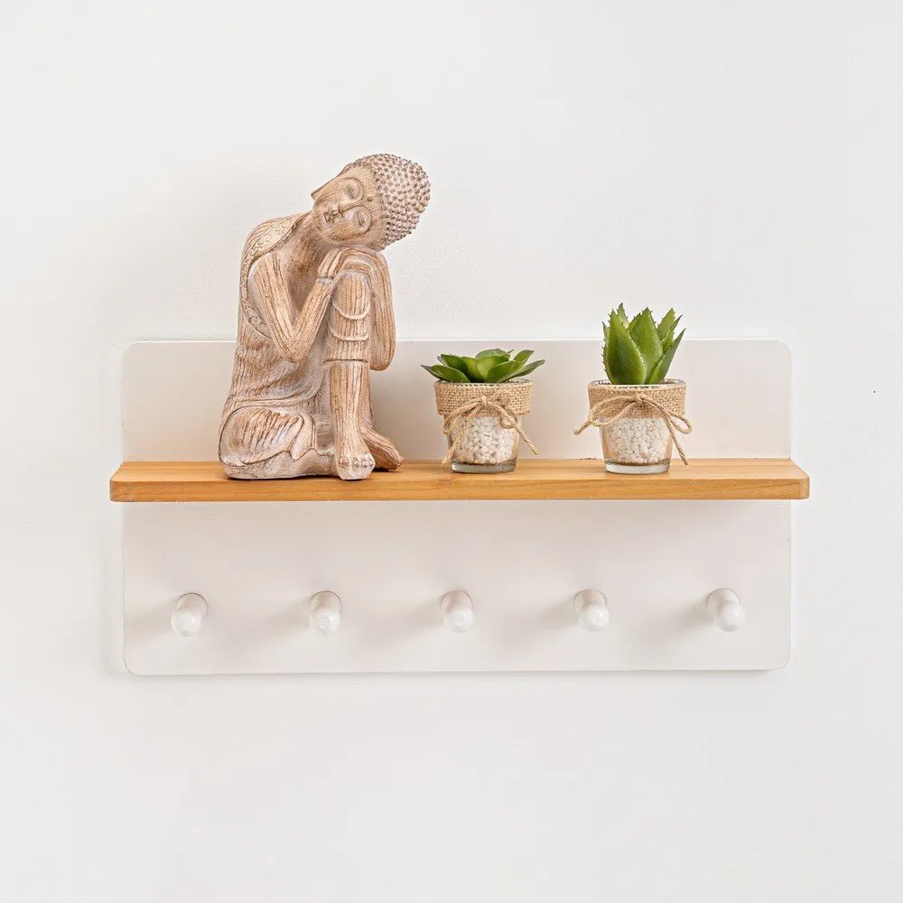 Biely nástenný vešiak s poličkou – Casa Selección
