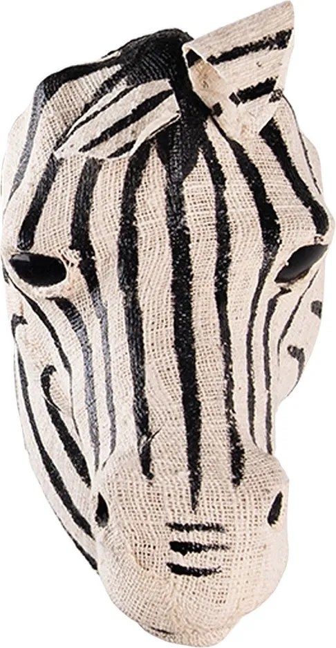 Bielo-čierna antik nástenná dekorácia socha zebra - 21*46*37 cm