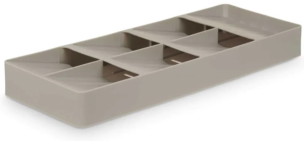 Organizér do úzkej zásuvky na príbory, príborník so 7 priehradkami, plastový, sivý - 40 x 16 cm