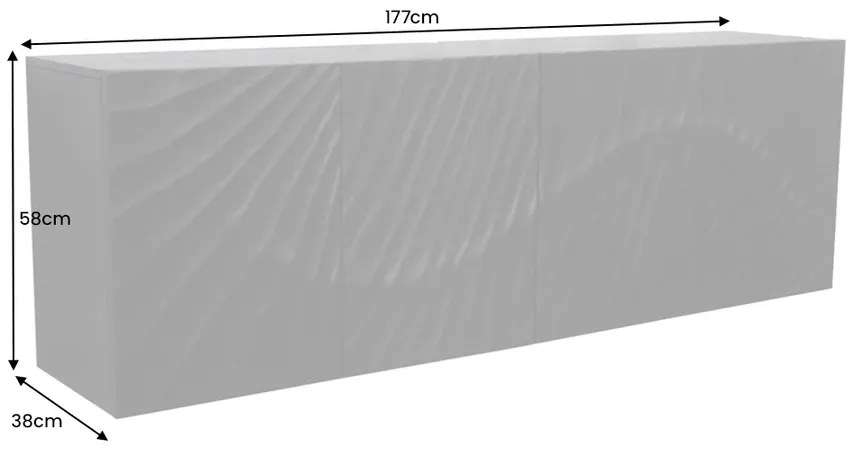 Dizajnová skrinka závesná Zorpi 177 cm – masívne mangové drevo / čierna