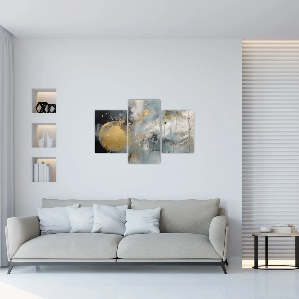 Obraz - Abstrakcia so zlatou guľou (90x60 cm)
