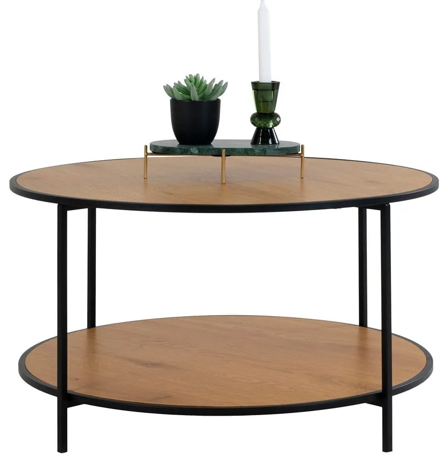 Okrúhly konferenčný stolík s doskou v dubovom dekore v prírodnej farbe ø 80 cm Vita – House Nordic