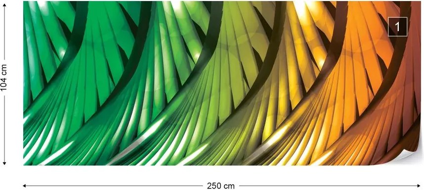Fototapeta GLIX - 3D Abstract Art Green And Orange + lepidlo ZADARMO Vliesová tapeta  - 250x104 cm