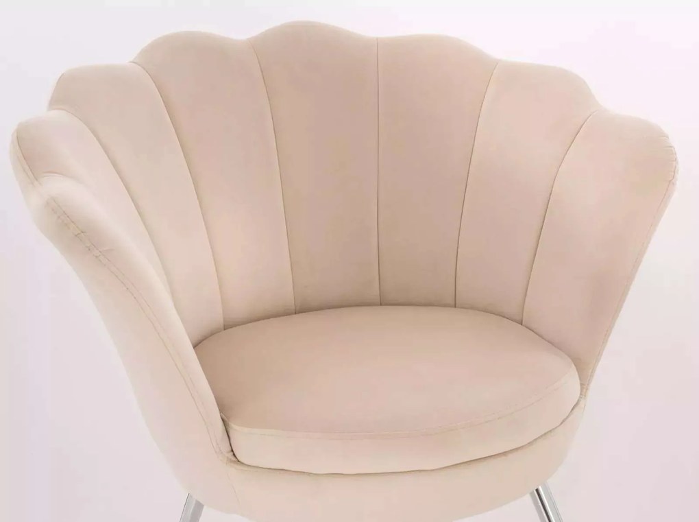 LuxuryForm DESIGN Kreslo FREY VELUR so zlatými nohami - krémové