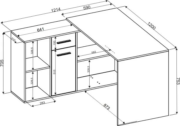 ROHOVÝ PISACÍ STÔL TUOMO BIELY
