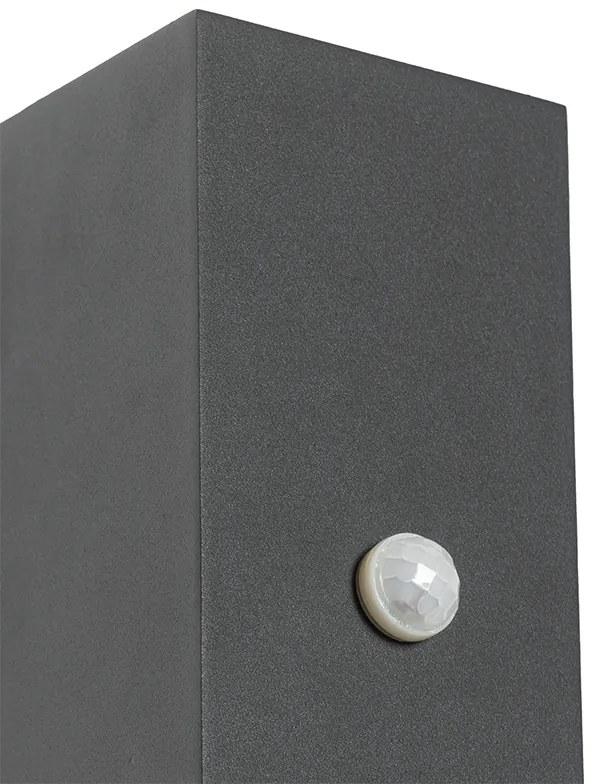 Tmavosivá nástenná lampa s 2 svetlami IP44 s pohybovým senzorom - Baleno