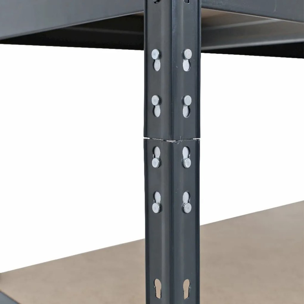 Bezskrutkový kovový regál RIVET, 180x120x60 cm, 5x HDF polica, antracitová sivá
