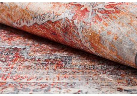 ANDRE 1684 umývací koberec vzor rámu, vintage protišmykový - červený Veľkosť: 160x220 cm