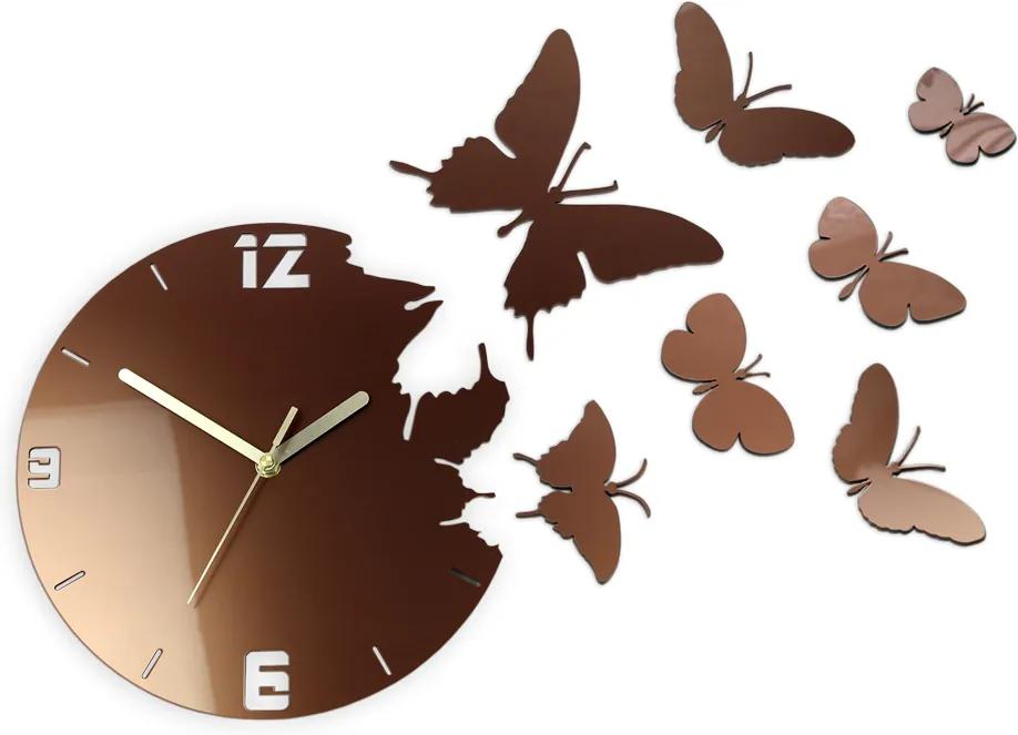Moderné nástenné hodiny Copper Butterflies NH034
