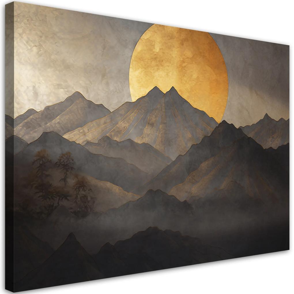 Gario Obraz na plátne Japonské zlaté slnko a hory Rozmery: 60 x 40 cm