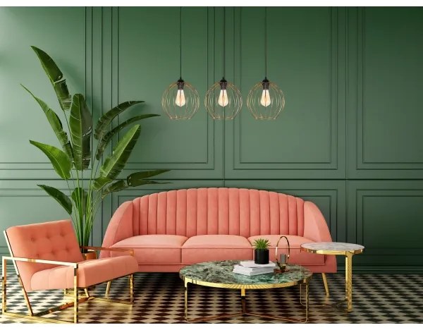 Luster na lanku MATT 3xE27/60W/230V čierna/medená