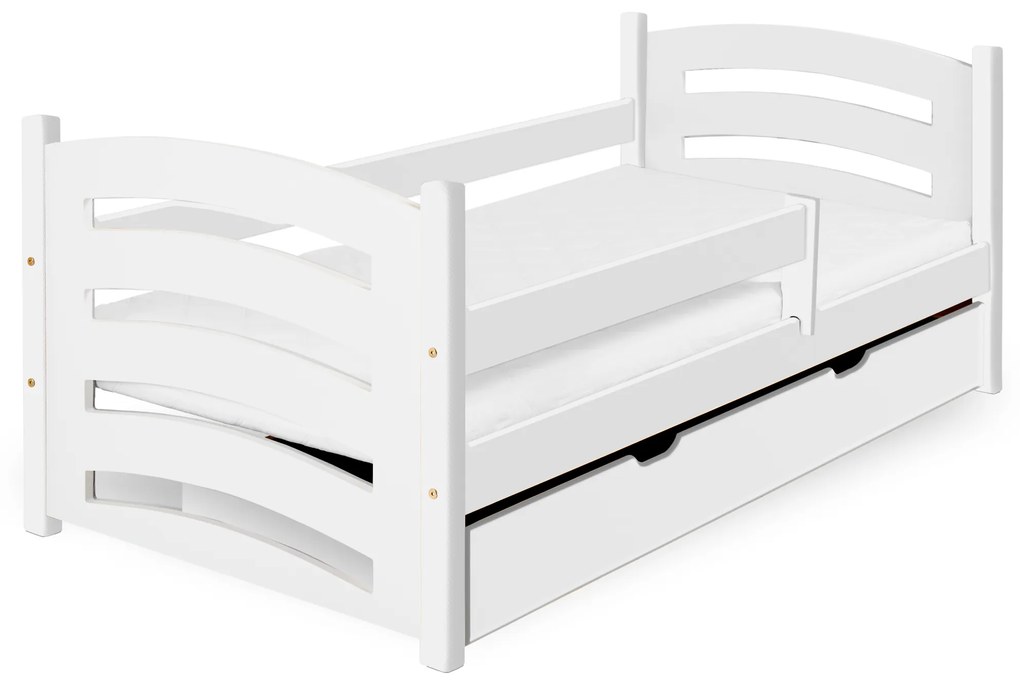 Detská posteľ MELA 80 x 160 cm, biela Rošt: Bez roštu, Matrac: Matrac EASYSOFT 10 cm