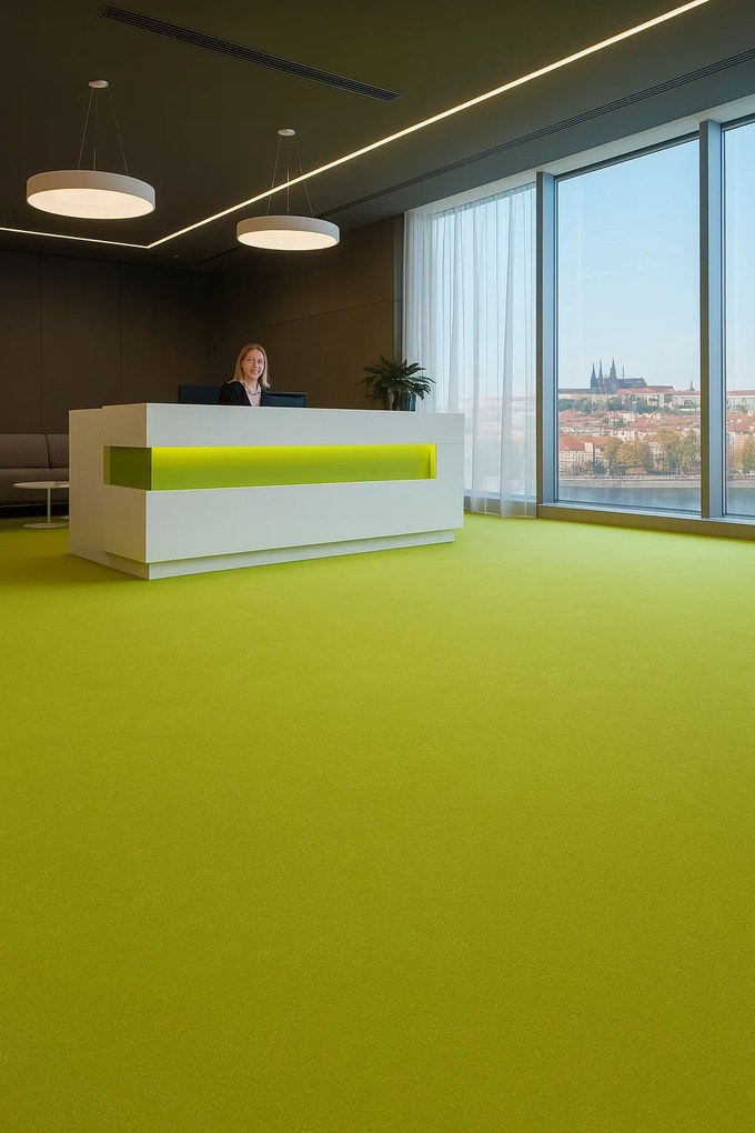 Lentex, PVC podlaha - lino Flexar PUR 603-11 zelená, na mieru, šíře 2m,4m, zelená, bez podkladu, kancelária