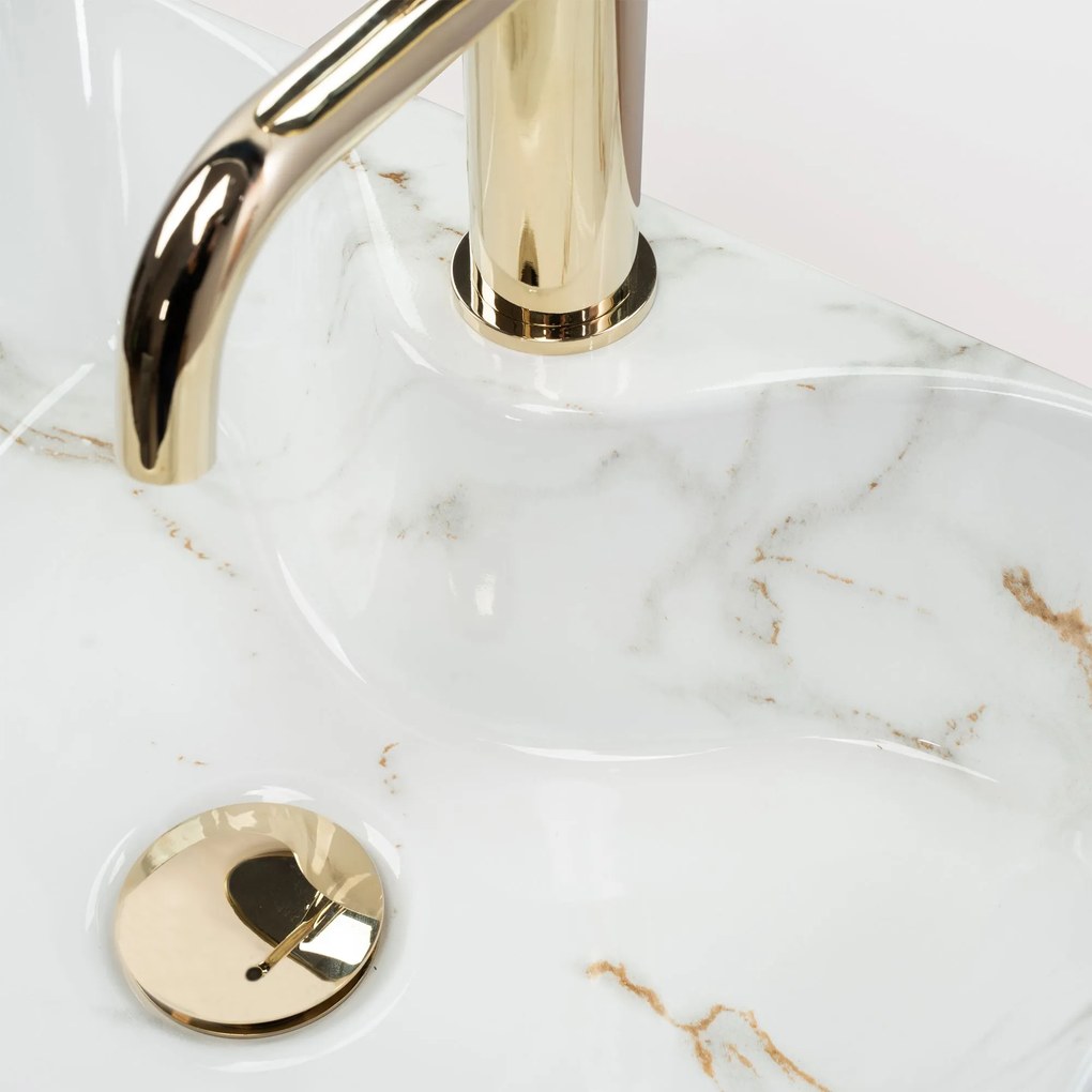 Rea Kelly Mini, umývadlo na dosku 410x310x130 mm, imitácia kameňa-Aiax Shiny, REA-U6504