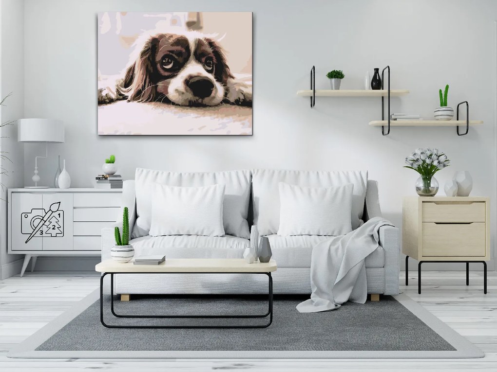 Gario Maľovanie podľa čísel Roztomilý psík Rozmery: 80 x 60 cm, Rámovanie: Iba zrolované plátno