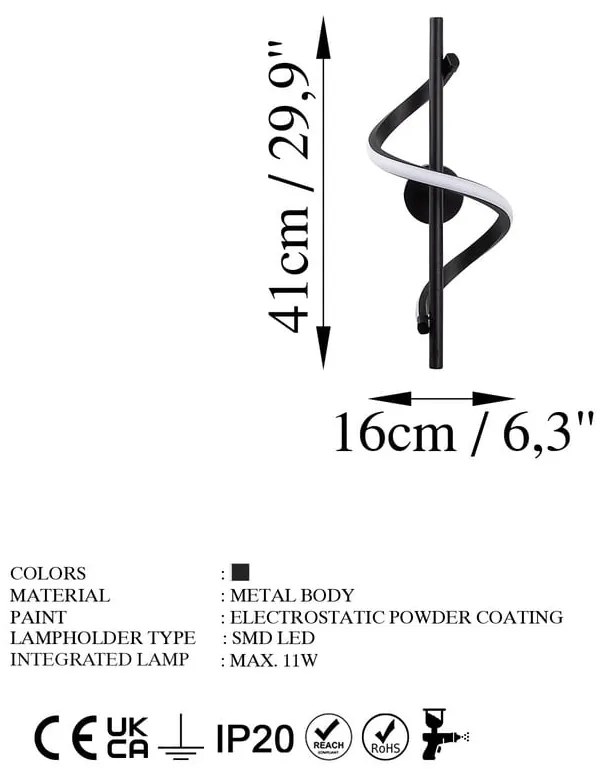 Čierne LED nástenné svietidlo ø 7 cm Likma – Opviq lights