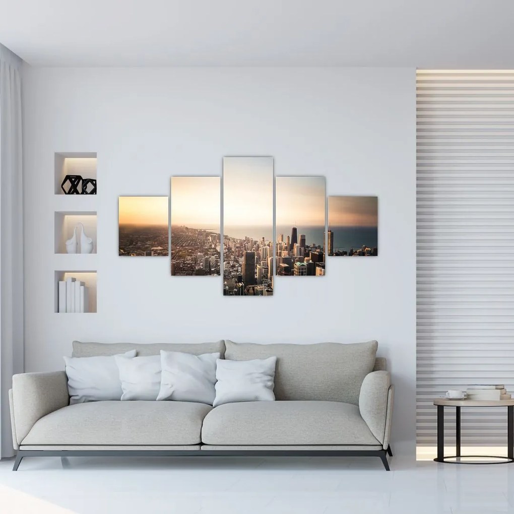 Obraz západu slnka nad mestom (125x70 cm), 40 ďalších rozmerov