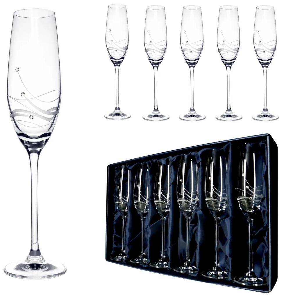 ELITE GLASS Classic - poháre na šampanské so Swarovski® Elements | sada 6 ks