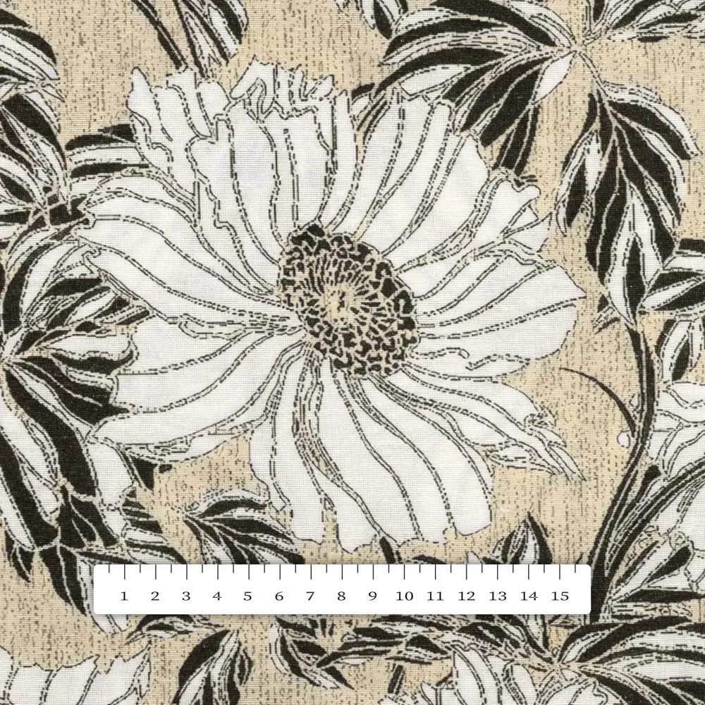 Biante Dekoračný obdĺžnikový obrus PML-089 Biele kvety na béžovom 140x220 cm
