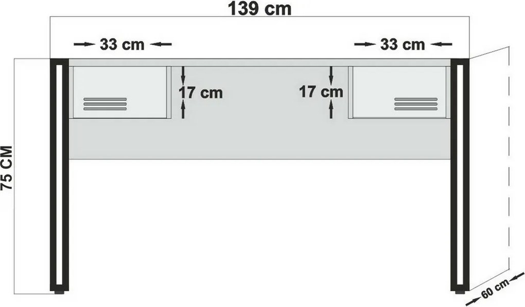 Pracovný stôl Cosmo Atlantic z borovice a čiernejfarby