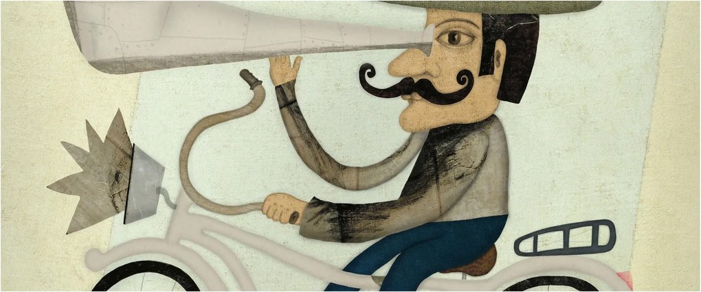 Astronóm na bicykli (120x50 cm)