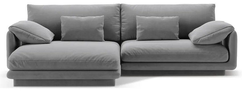 Svetlosivá zamatová rohová pohovka (ľavý roh/s leňoškou) Torino – Micadoni