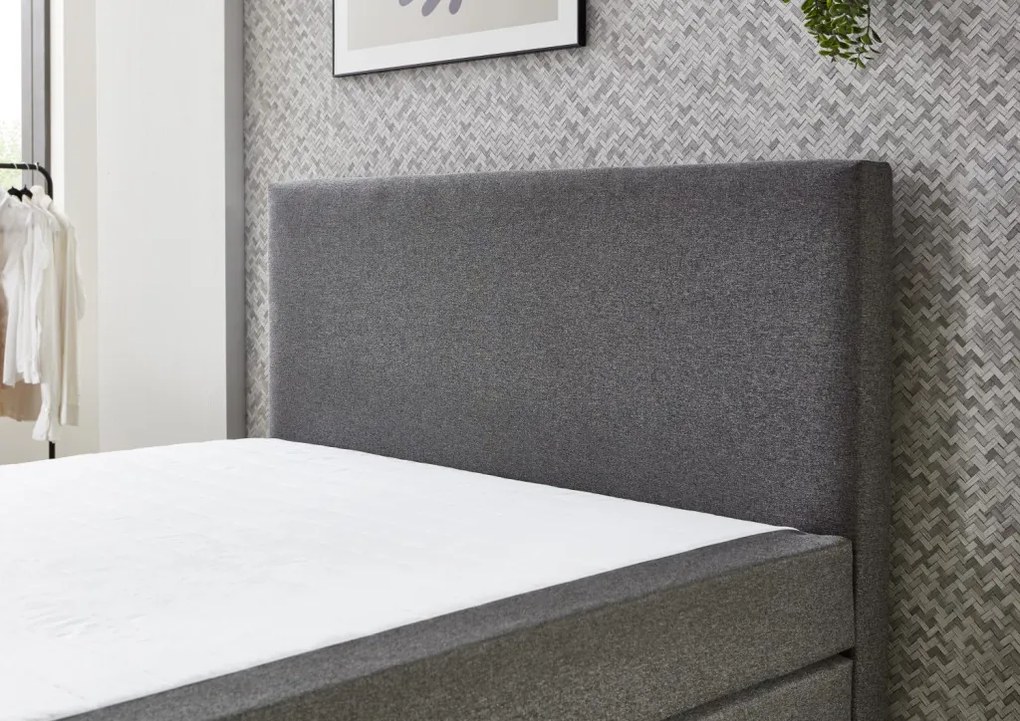Posteľ boxspring Aston 140x200 cm, stredne šedá látka
