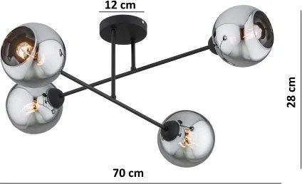 Brilagi - Prisadený luster DIOR 4xE27/60W/230V čierna/dymová sivá