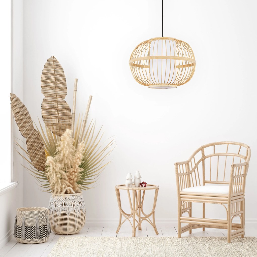 Toolight Natural, závesné stropné svietidlo 50cm 1xE27 APP1632-1CP, prírodná hnedá-biela, OSW-05144
