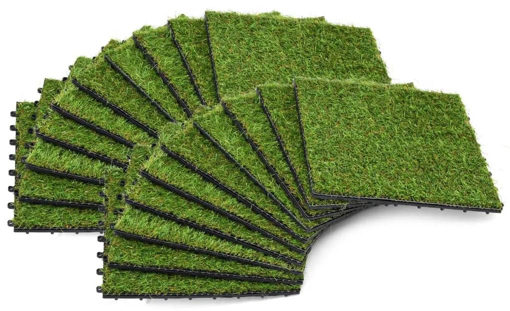 vidaXL Umelý trávnik, 20 dlaždíc, 30x30 cm, zelený