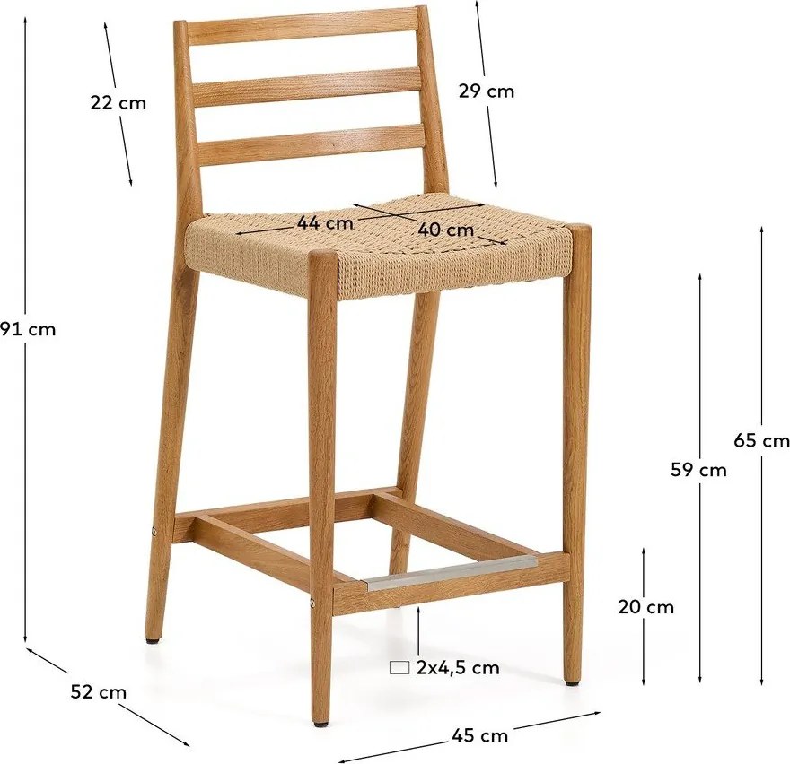 Barová stolička z dubového dreva v prírodnej farbe (výška sedadla 65 cm) Analy – Kave Home