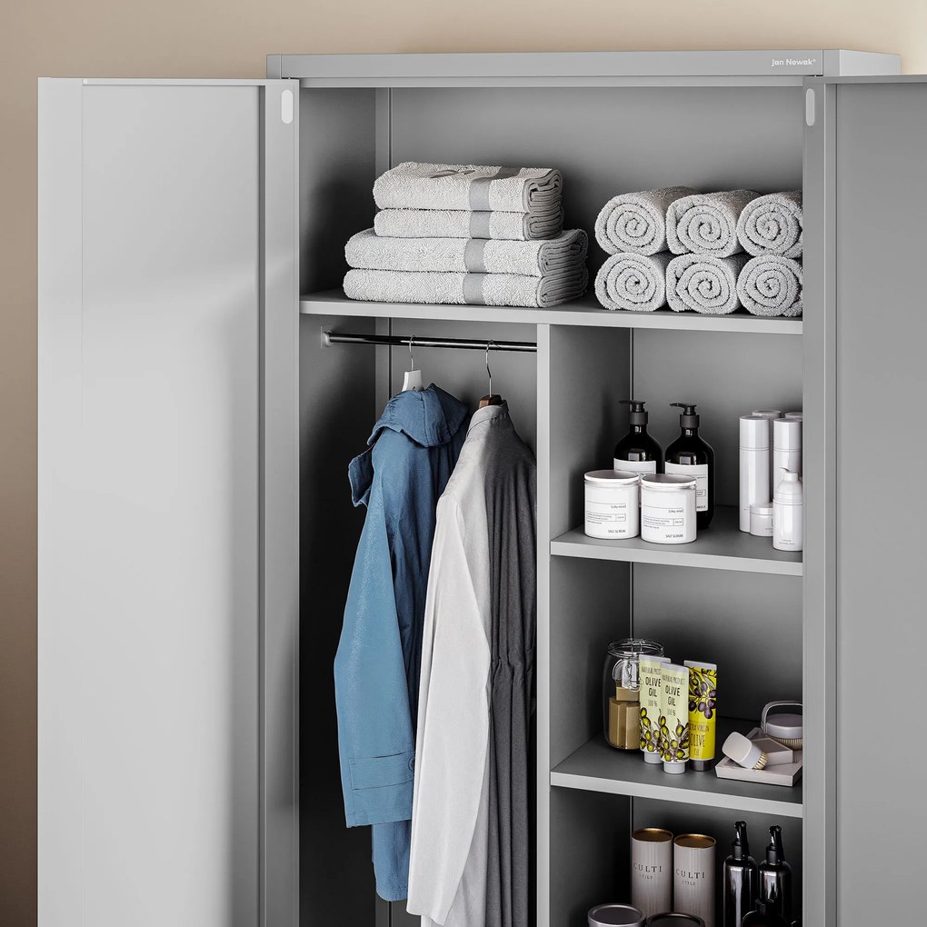 Kovová šatňová skriňa DAWID, 900 x 1850 x 450 mm, šedá