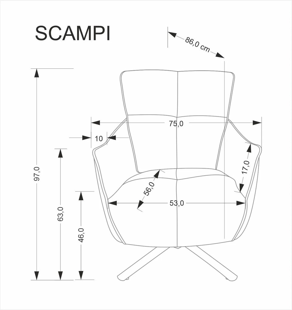 Otočné čalúnené kreslo SCAMPI cappuccino