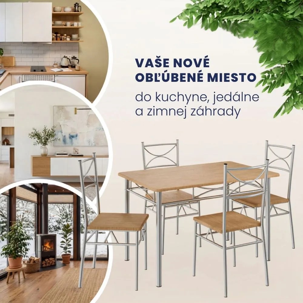Jedálenská súprava PAUL, 5-dielna, prírodná hnedá Casaria
