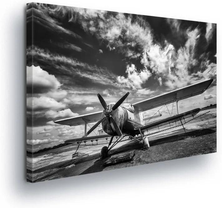 GLIX Obraz na plátne - Black and White Plane 100x75 cm