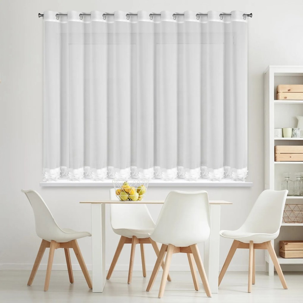 ZÁCLONA NA KRÚŽKOCH LUISA 400X160 CM BIELA