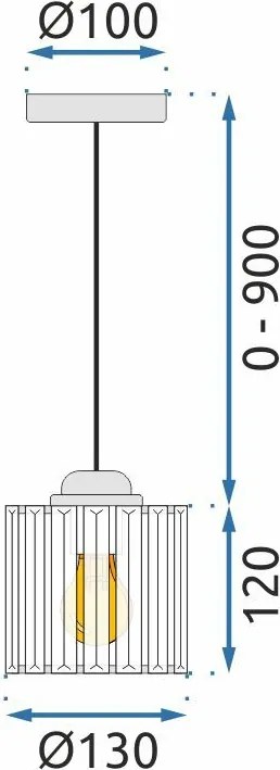 Toolight Toolight, Krištáľová závesná lampa E27 60W APP511-1CP, čierna, OSW-08551