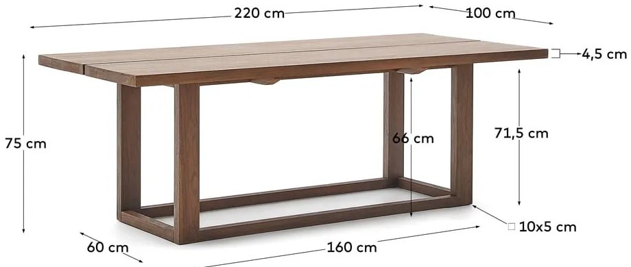 Jedálenský stôl z tíkového dreva v prírodnej farbe 100x220 cm Sashi – Kave Home