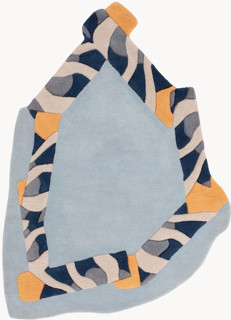 Ručne viazaný vlnený koberec's reliéfnou štruktúrou Frame