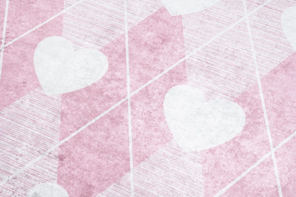 Detský koberček EMMA - Srdiečka - ružový