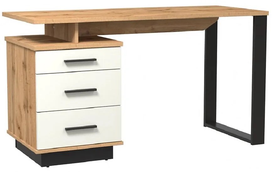 Písací stôl Santi 4 Dub Wotan/Čierna/Biela