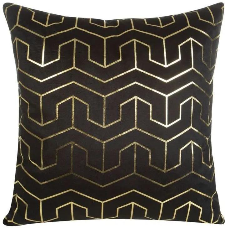 DomTextilu Čierna elagantná obliečka na vankúš so zlatým vzorom 45x45 cm Čierna 34843-166953