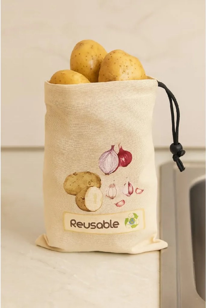 QUTTIN Vrecko na zemiaky, cibuľu alebo cesnak, REAUSABLE, hnedé 44,5 x 29,5 cm