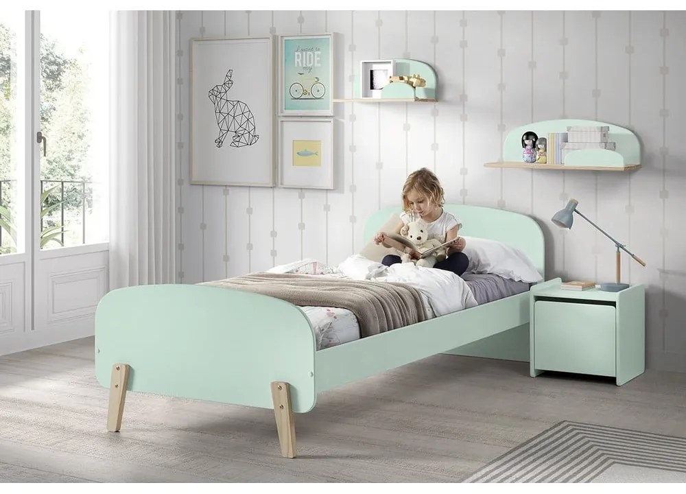 Menšia mentolovozelená nástenná polička Vipack Kiddy