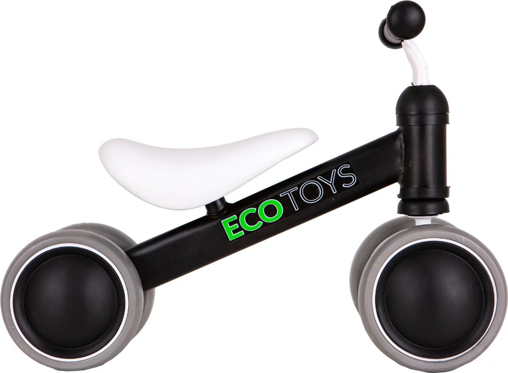 ECOTOYS mini odrážadlo pre deti 18–36 mesiacov, bežecké, čierne, ľahké 2,2 kg