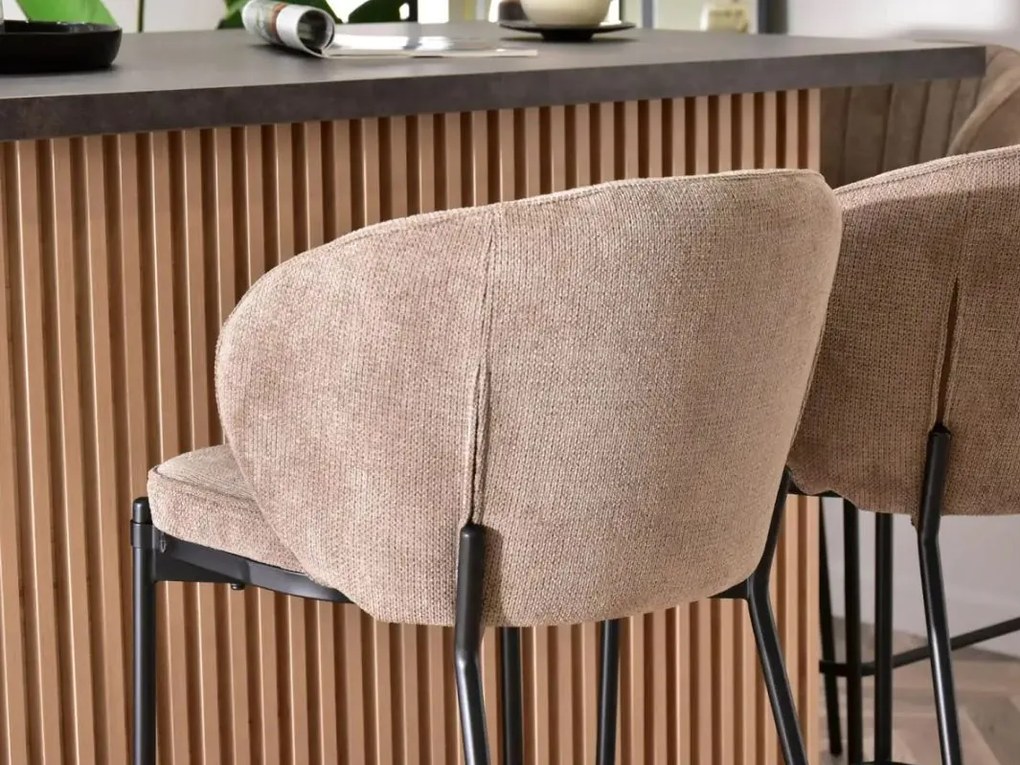 Barová čalúnená stolička KYLE hnedá