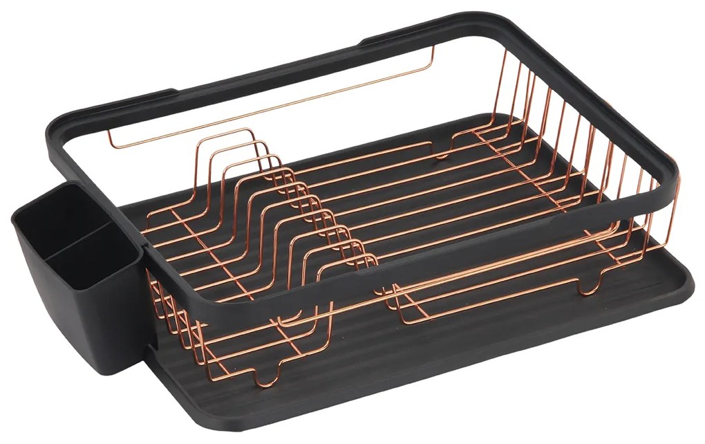 Kuchinox Kuchinox, odkvapkávač riadu z nehrdzavejúcej ocele 433x320x105 mm, čierna-ružové zlato, LAV-EKC_800A