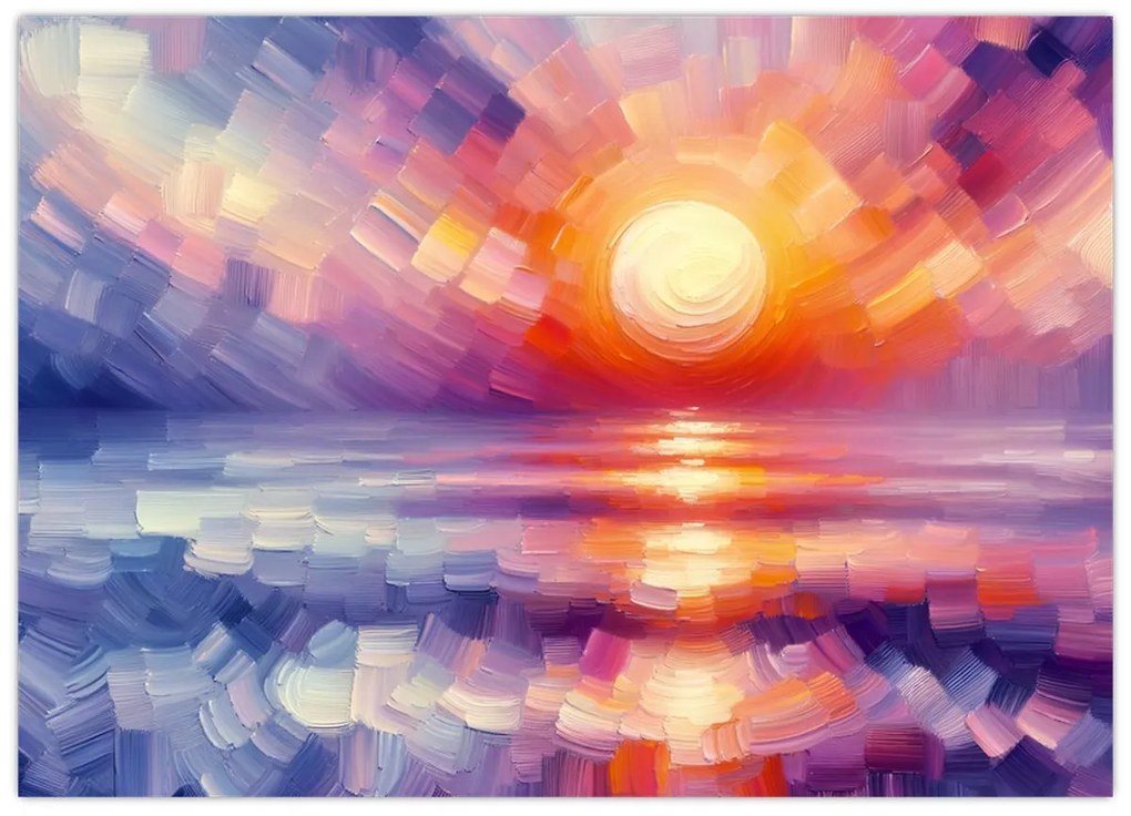 Sklenený obraz - Farebný umelecký západ slnka (70x50 cm)