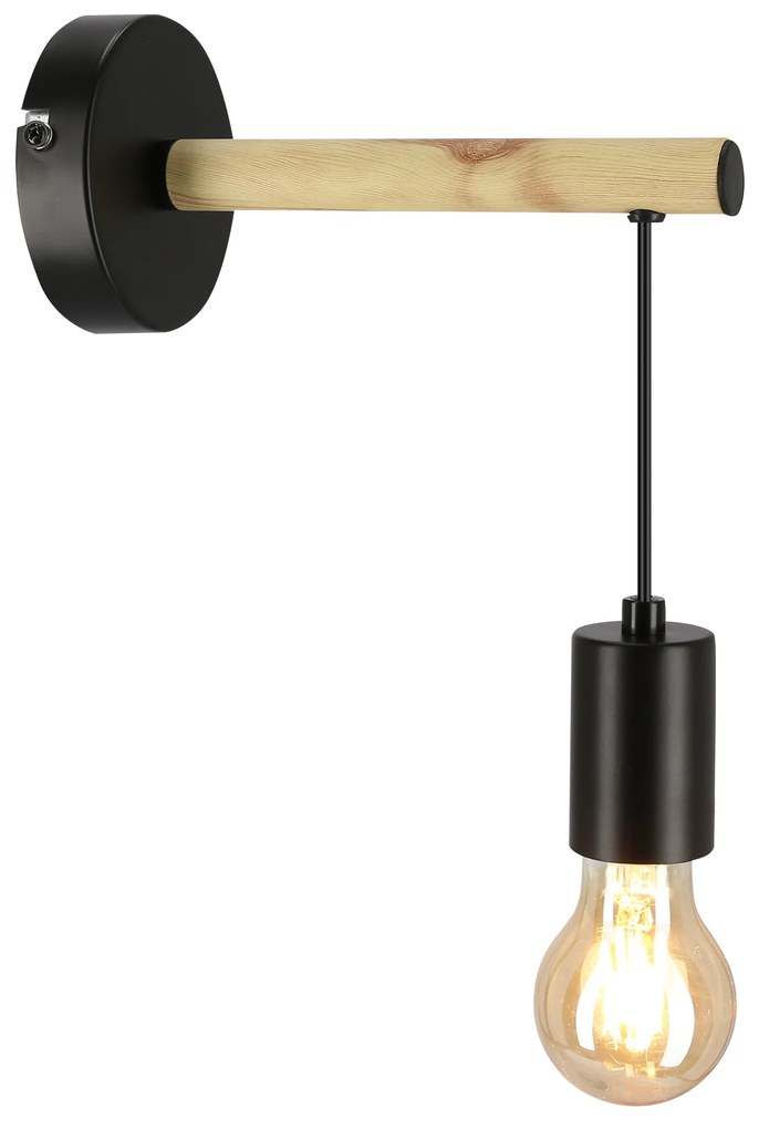 Candellux IZZY Nástenné svietidlo 1X60W E27 Black 21-75406