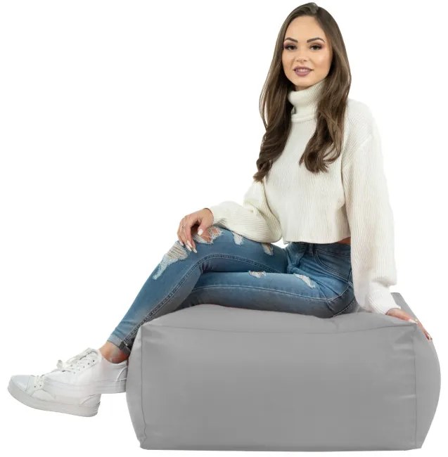 Taburetka svetlosivá kocka ekokoža